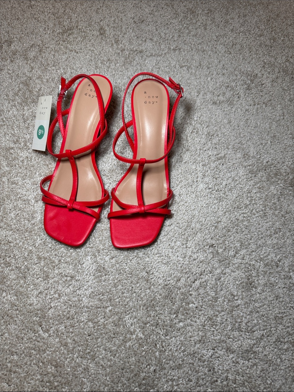 a new day Red Strappy Square-Toe Heels